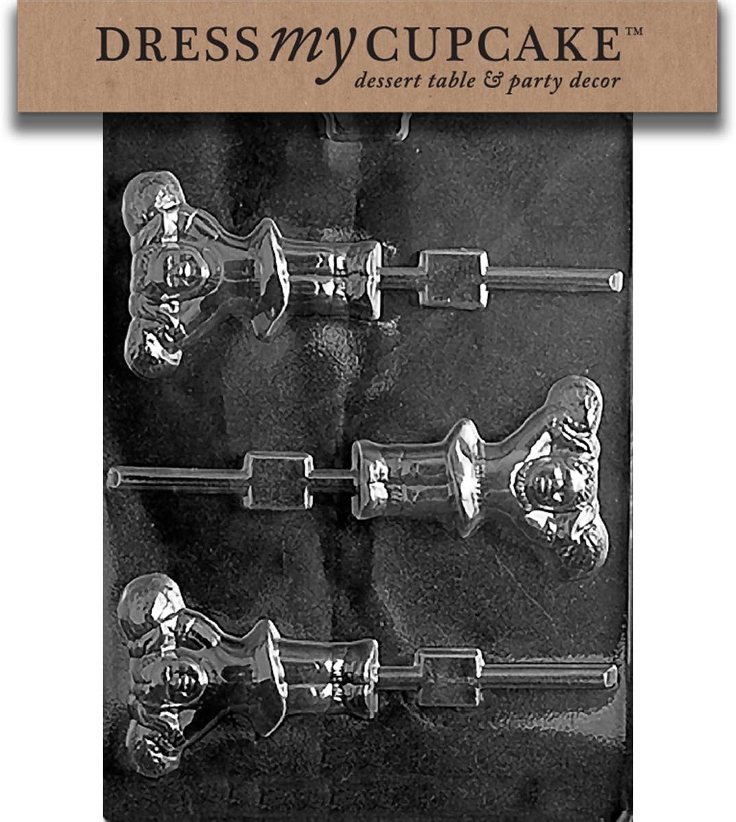 Dress My Cupcake Chocolate Candy Mold, Cheerleader with Pompom Lollipop, Set of 6