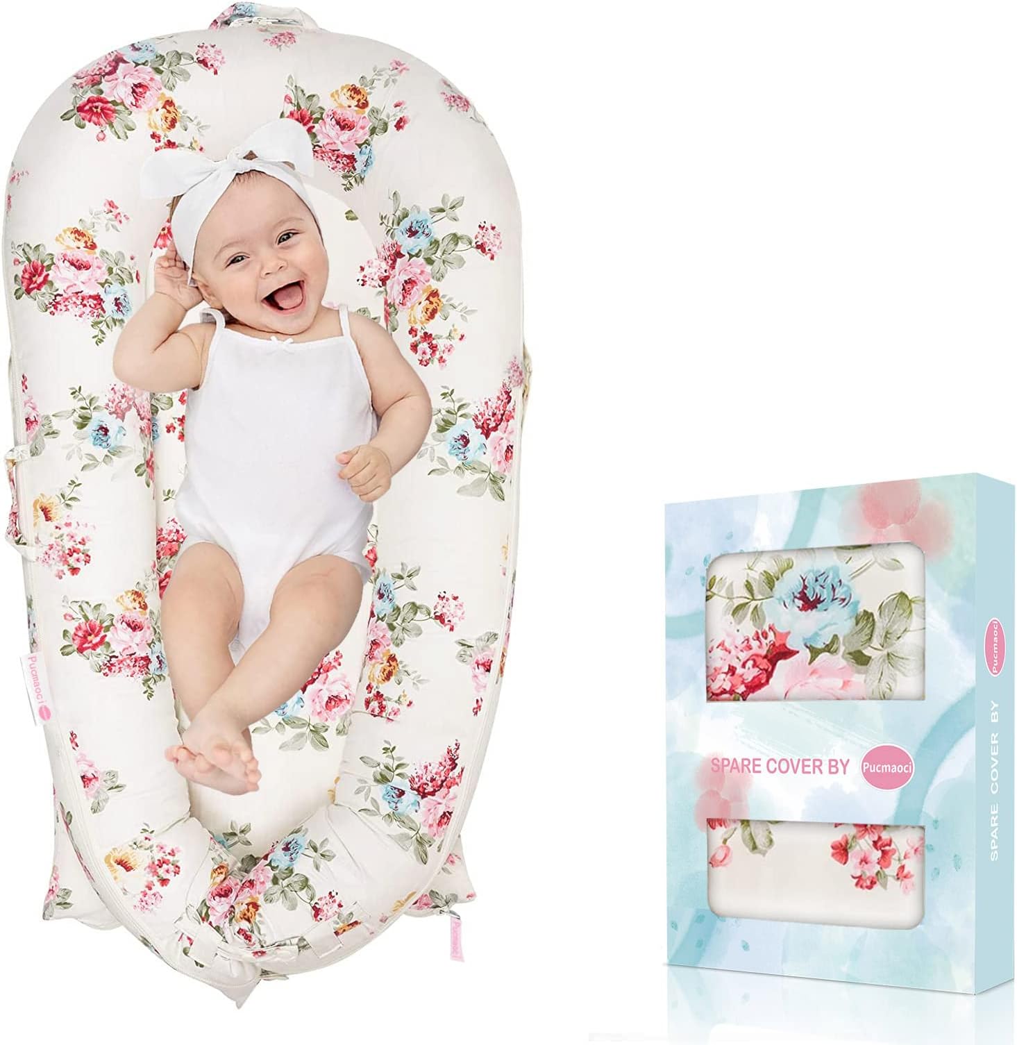 Baby Lounger Cover for Dockatot Deluxe + | 100% Cotton Hypoallergenic Newborn Premium Quality Spare Cover(Cover Only) (Rose)