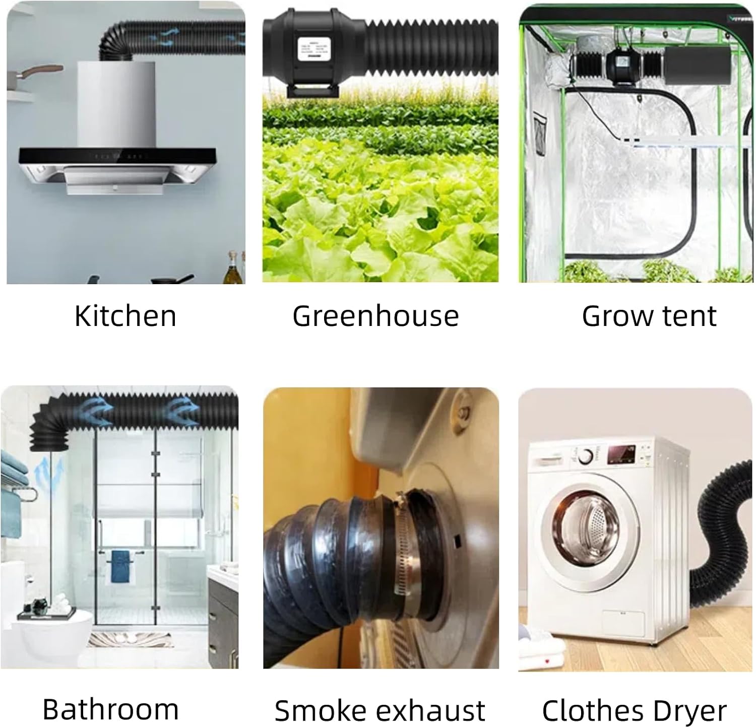SunStream 4 Inch 25 Feet Flex Dryer Vent Hose and 4 Inch 16 Feet Non-Insulated Flex Air Aluminum Ducting for HVAC Ventilation with 2 Clamps