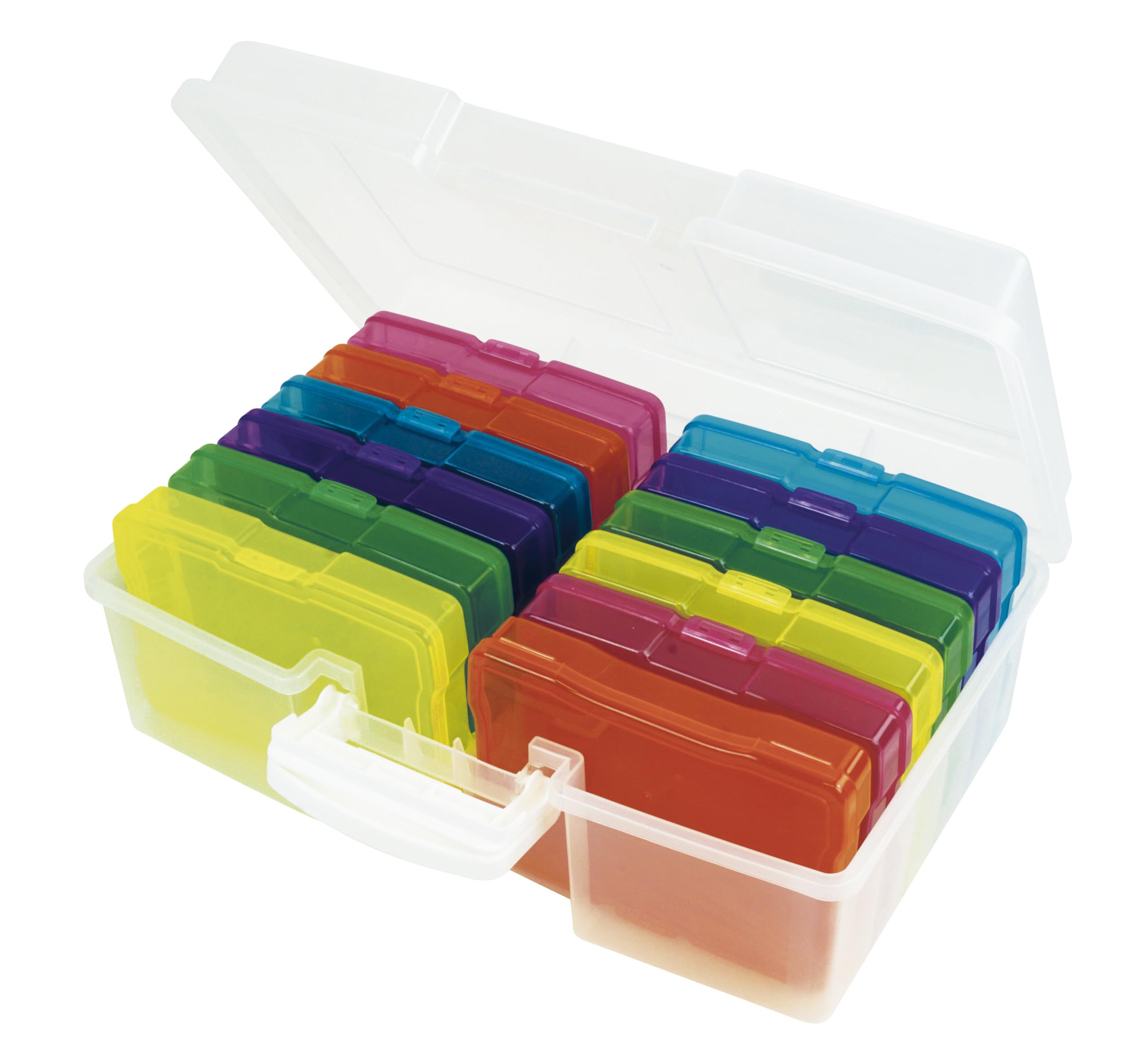 TimeTEX - Farb-Boxen-Set im Koffer | Transparente Aufbewahrungsboxen für Materialien und Unterlagen