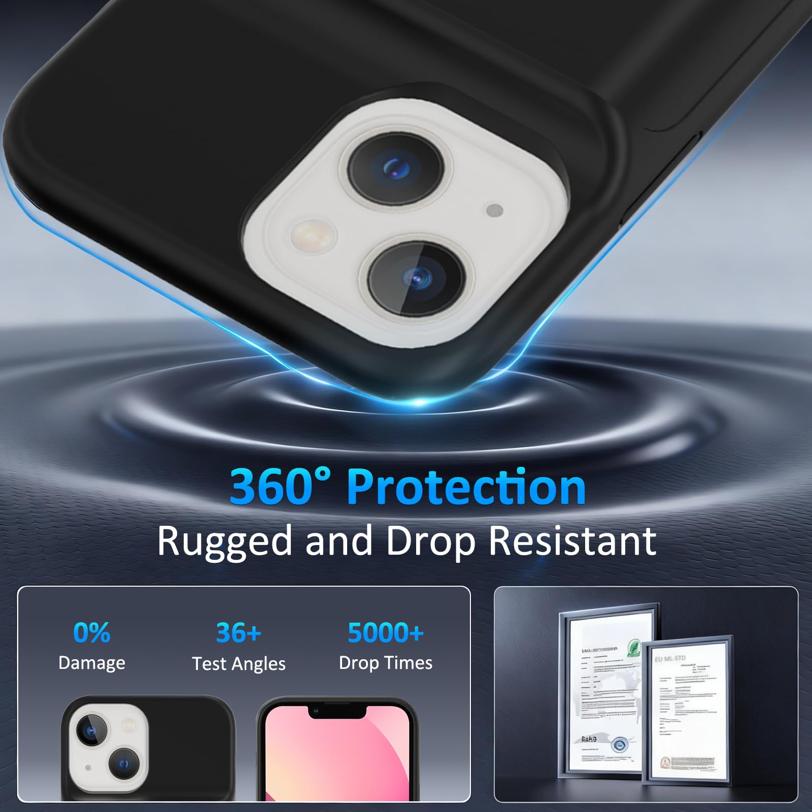 Akkuhülle für iPhone 12 Mini/13 Mini(5.4“), 8500mAh Schlanke Tragbare Ladeschutzhülle, Wiederaufladbare Schutzhülle Powerbank Handyhülle Akku Hülle für iPhone 12 Mini/13 Mini