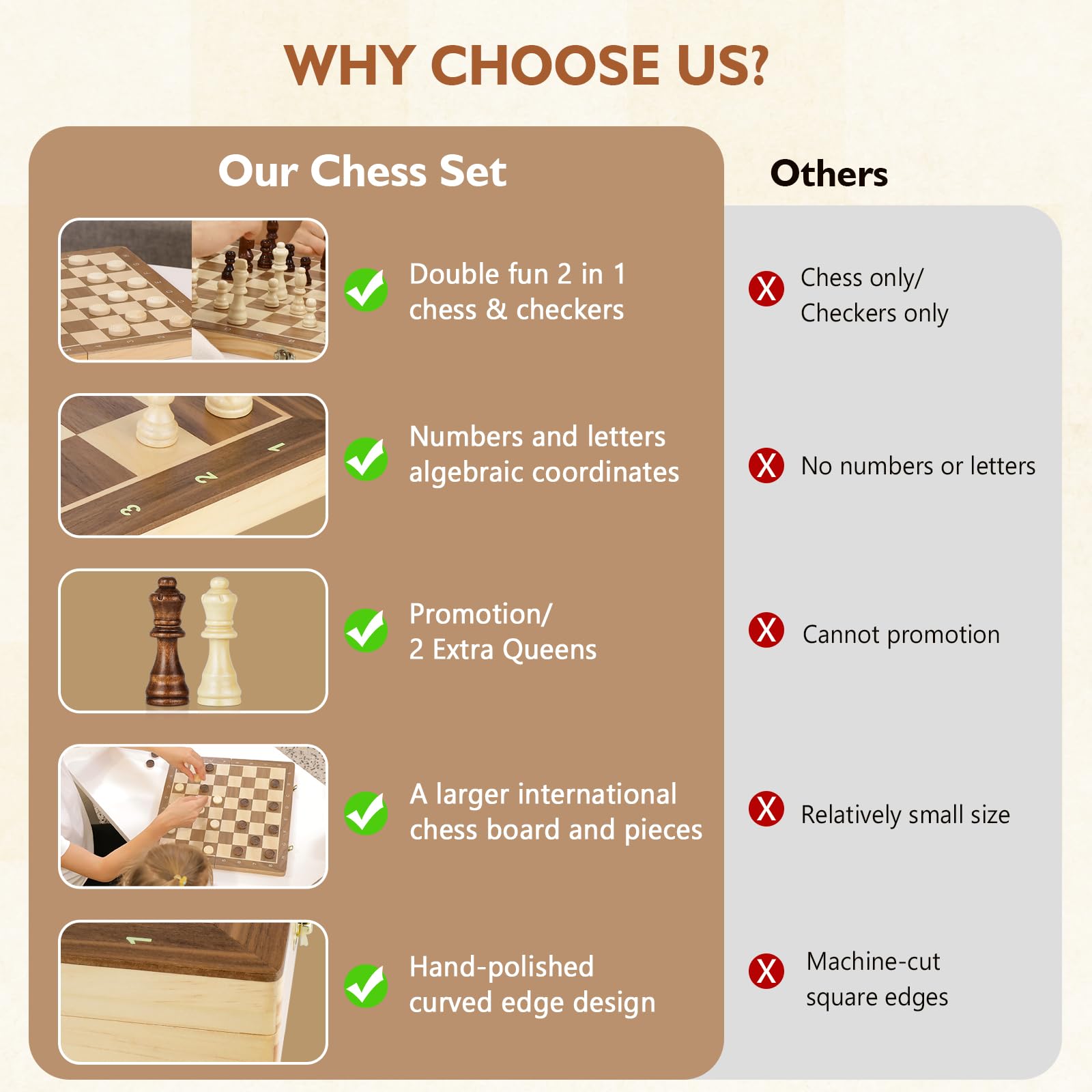 Peradix – Jeu D'échecs Et Dames 2 En 1 – échiquier En Bois Magnétique 38 Cm – Pièces Aimantées – Fermeture Aimantée – Portable Pour Voyage – Enfant Et Adulte