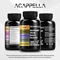 Vista 6 de ACAPPELLA Ashwagandha Suplementos con GABA Suplemento 5-HTP L - Cápsulas de teanina y cápsula de L-triptófano - 120