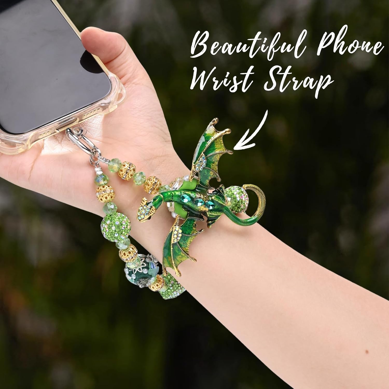 Dragon Phone Charm Wrist Strap for Women Jeweled Phone Charms