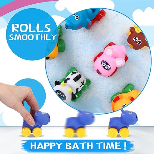 Miniatura 4 de Juego de 30 autos de animales de goma suave, vehículos de juguete, vehículos de animales de dibujos animados, autos de juguete de baño para empujar
