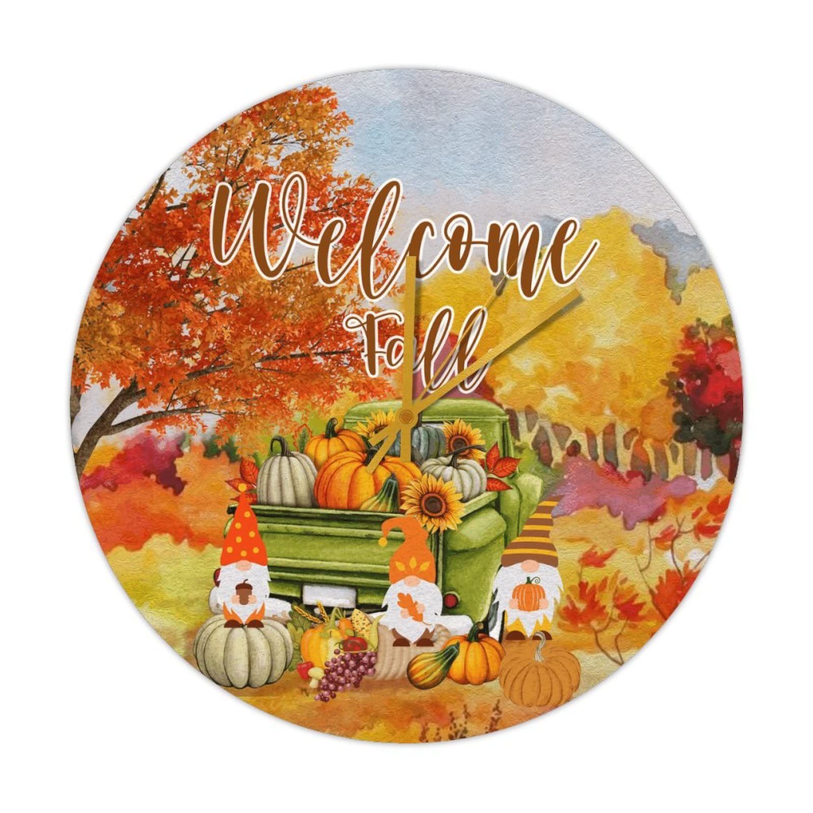 Horloge chambre enfant en bois avec nain d'automne pour déco cocooning