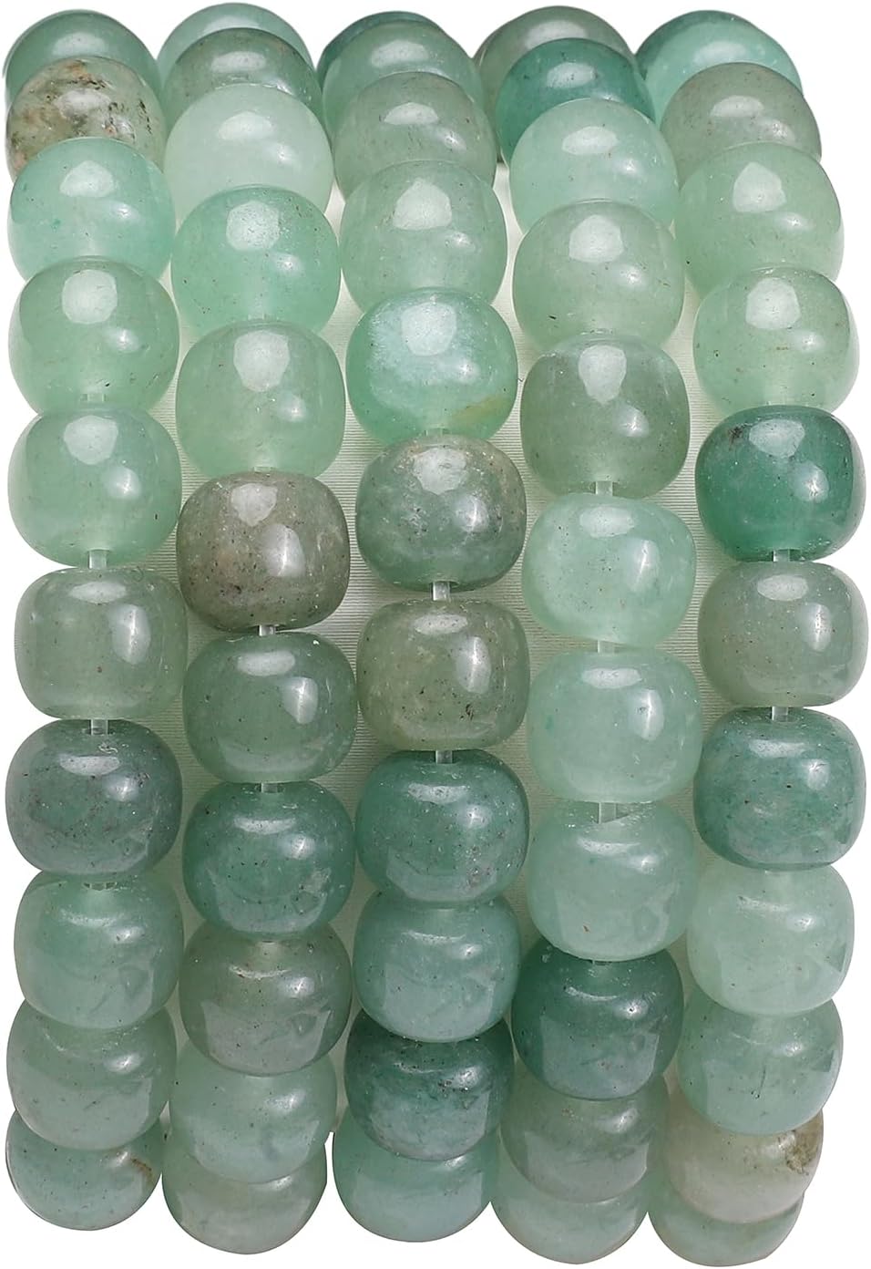 Natural Green Aventurine Jade Flat Cut Round Drum Stone 8mmx7mm Loose Semi Gemstone Beads for Jewelry Making 38cm