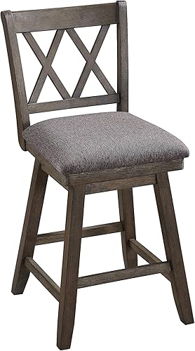 Miniatura 1 de Home Brookline - Taburete giratorio de bar con mecanismo de giro de 360, taburetes rústicos de granja para encimera de cocina con cojín, altura del