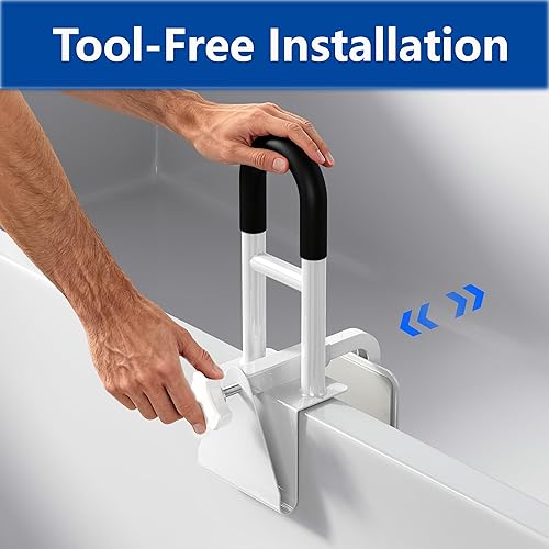 Miniatura 7 de Baranda de seguridad para bañera Asa de agarre para ducha para personas mayores, ancianos y discapacitados, se ajusta a paredes de bañera de 3.1 a