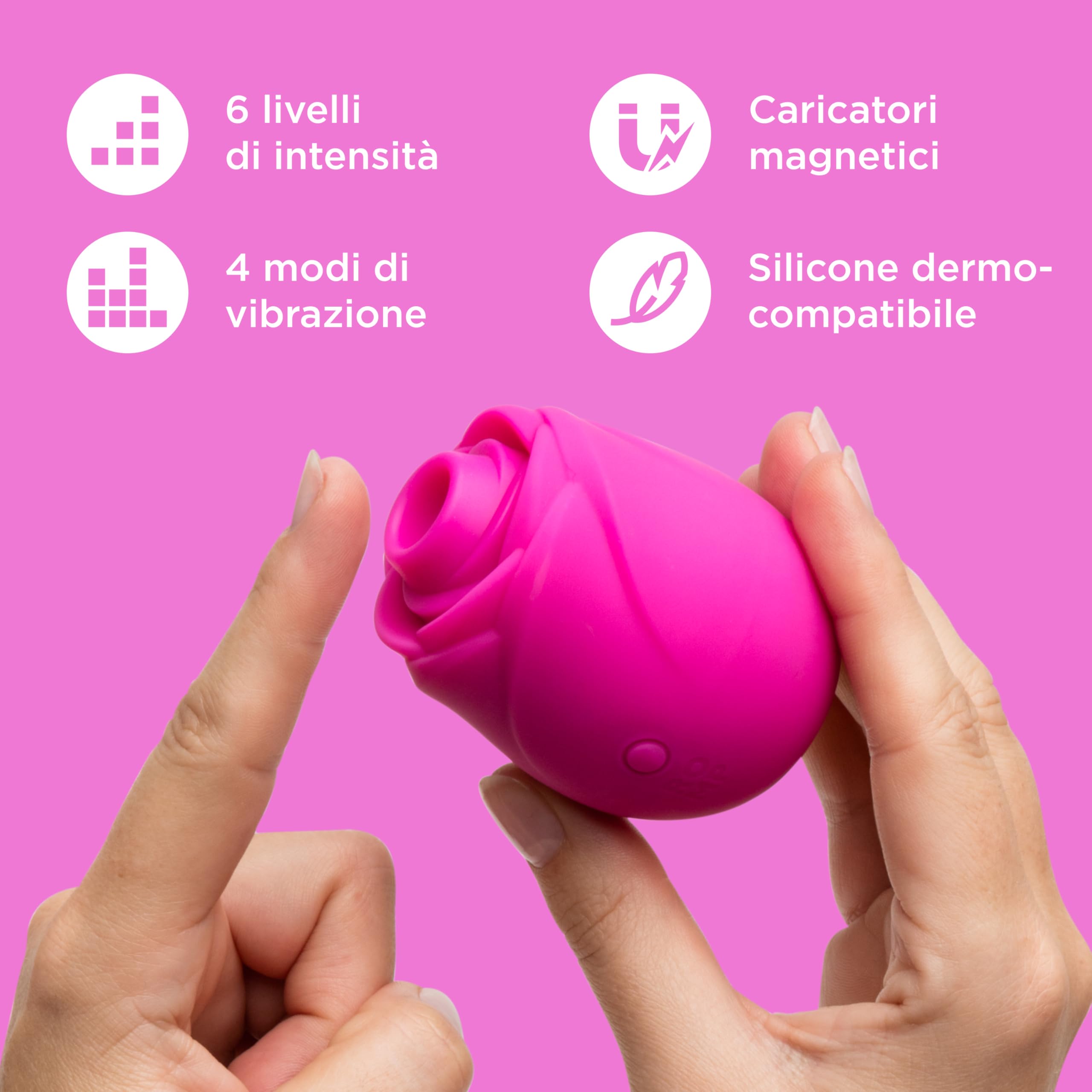 ROMP Rose Succhia-Clitoride per Donna | Toy a Rosa con 6 Modalità di Vibrazione | Sex Toy a Suzione | Vibratore Ricaricabile e Impermeabile per Stimolazione e Piacere Femminile