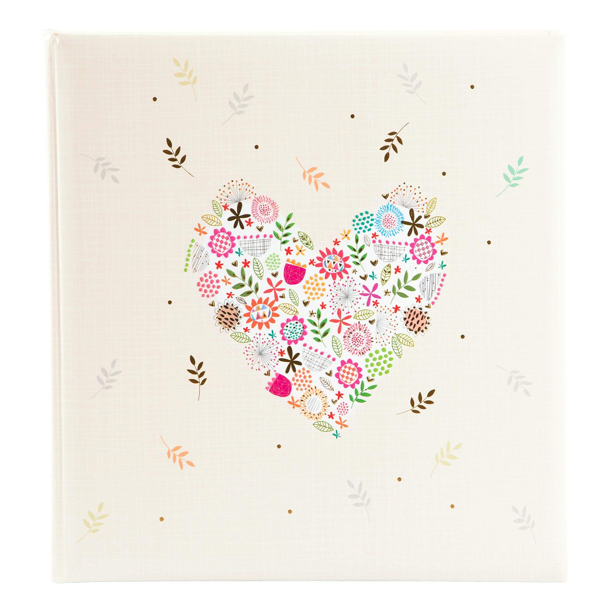 goldbuch 08 182 - Álbum de fotos de boda Flowers in The Heart en diseño Turnowsky, álbum de fotos con 60 páginas blancas y pergamino, álbum de recuerdos con relieve dorado, álbum con flores de corazón