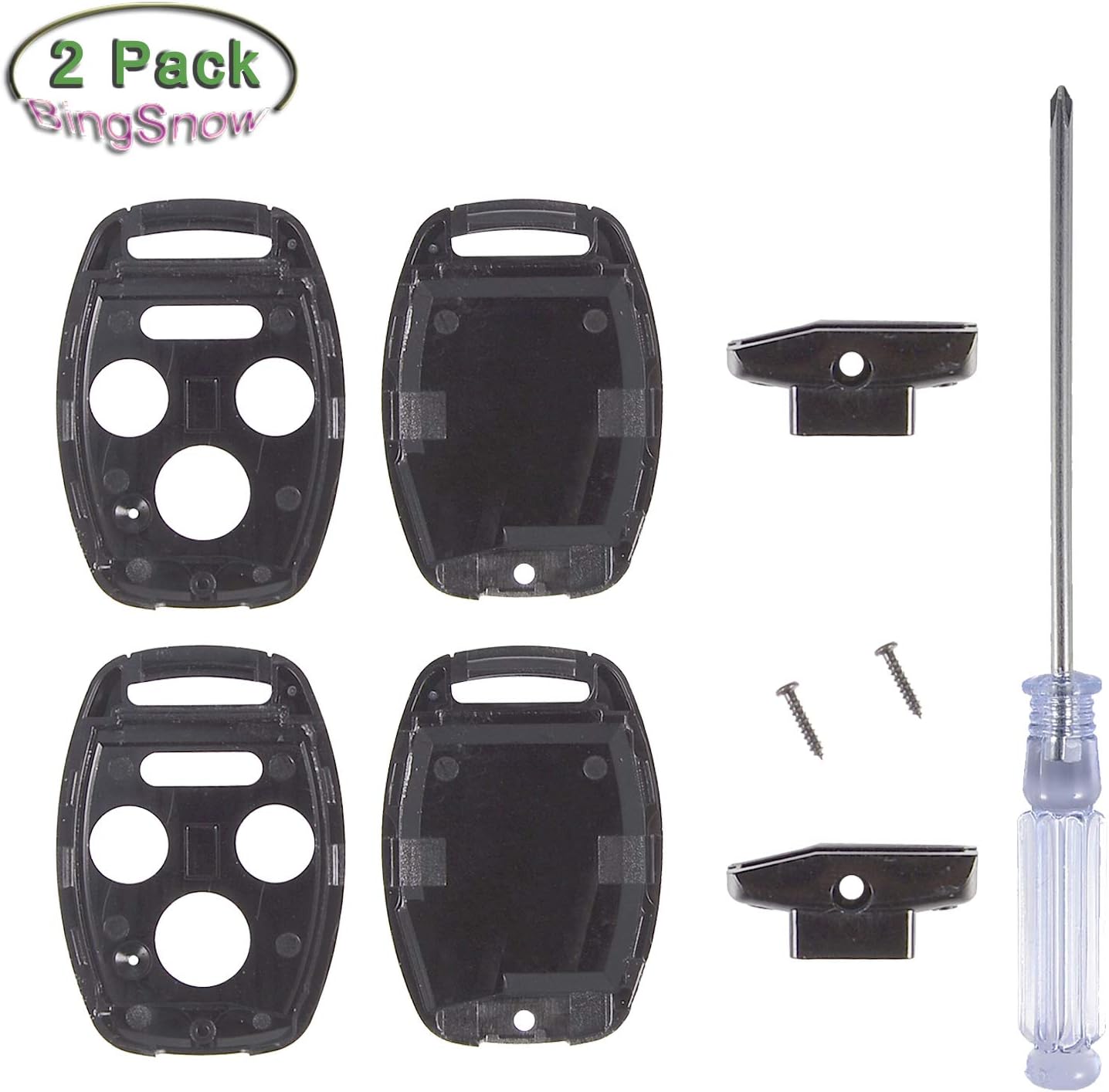 BingSnow Key Fob Shell Case for Honda 3+1 Buttons, 2Pcs Keyless Entry Remote Key Housing Replacement with Screwdriver for Honda Accord Civic Ex Pilot