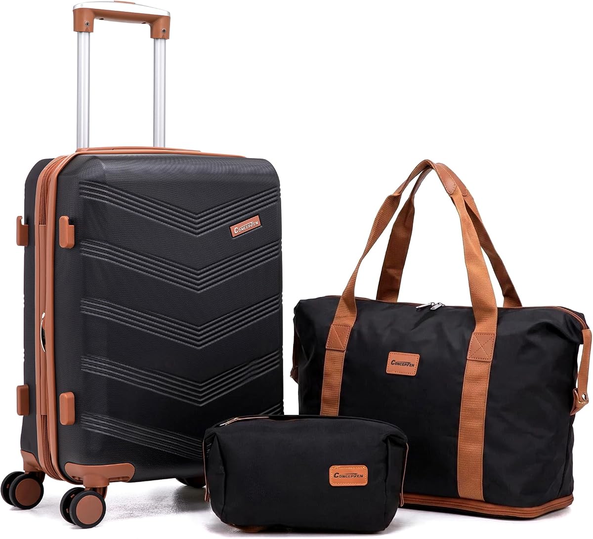 CONCEPTEN Equipaje de mano expandible Maletas de 3 piezas con ruedas giratorias | Juego de Maleta con Ruedas Giratorias Cerradura Aprobada por TSA ABS Viaje 20 Pulgadas