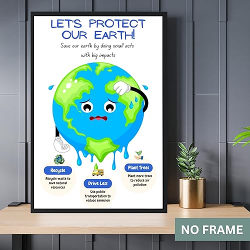 Miniatura 3 de Aldera Graphics Póster artístico de Save the Earth, concientización ambiental para niños, póster motivacional, 11 x 17 pulgadas