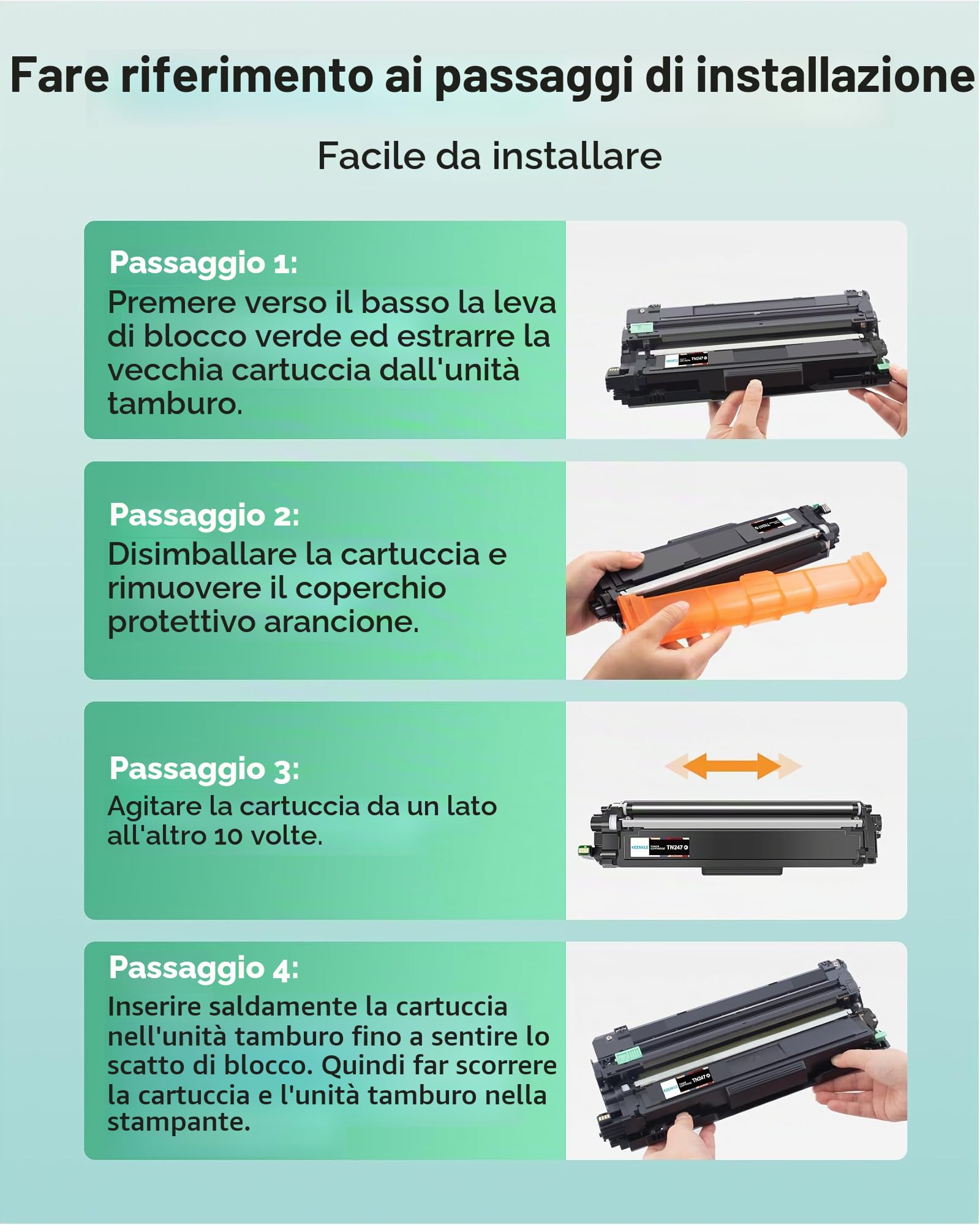 KEENKLE TN247 TN243CMYK Compatibili per Brother TN-243CMYK TN243 5-Pack | TN247 TN-243CMYK, Compatibile per Toner Brother DCP-L3550CDW, MFC-L3750CDW, L3730CDN, L2710DW, L3770CDW, HL-L3270CDW, L3210CW