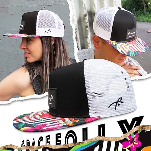 Miniatura 41 de Grace Folly - Gorra trucker unisex gorra de malla con cierre trasero negro (Black with Fade)