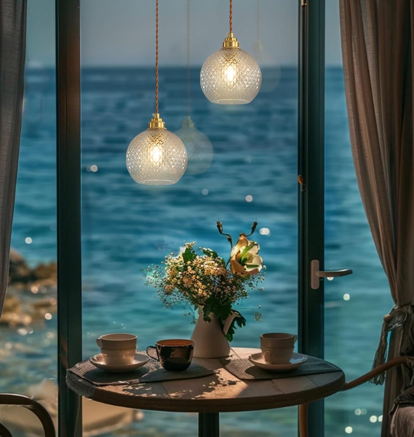 ykolupty Gold Pendant Light 1-Light Vintage Farmhouse Pendant Lights Adjustable Mini Glass Pendant Light for Kitchen Island Dining Room Bedroom