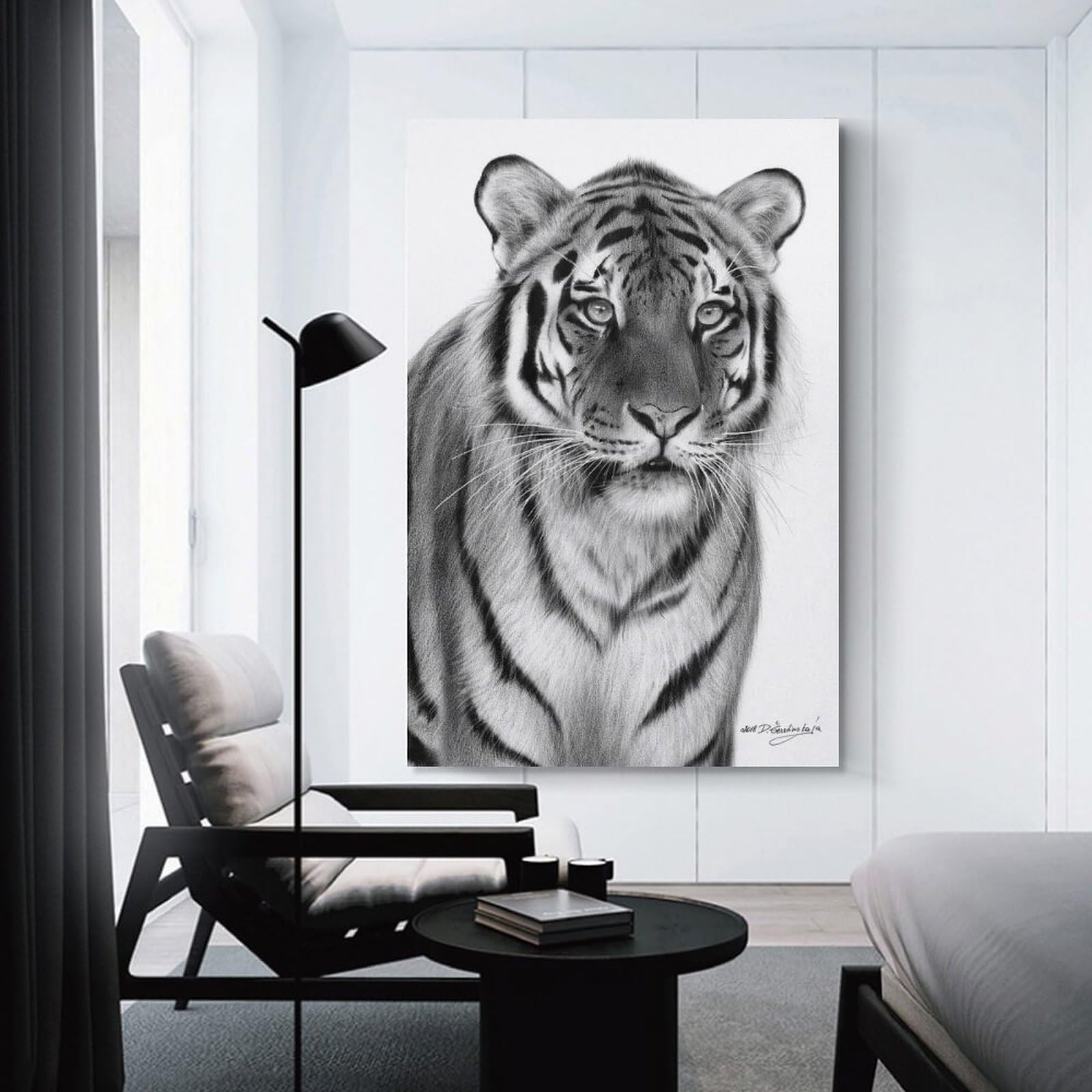 Junmoney Unframe-Style-1 Tiger Bw18 Room Decor Wall Art 20X30inch(50X75cm), For Wall Displays, Bedrooms Or Room Updates, Ideal For Building A Coordinated Art Wall