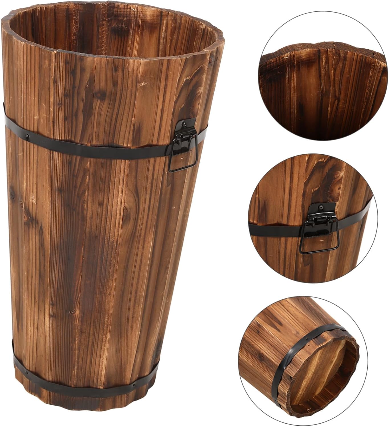 ABOOFAN Classic Wooden Umbrella Rack Entryway Storage Bucket Space-efficient Stand for Outdoor Umbrellas