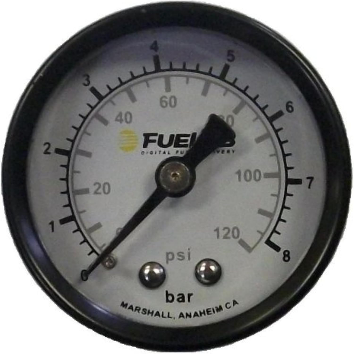 Fuelab 71511 Black/White 1.5" 0-120 PSI EFI Dual Bar/PSI Scale Fuel Pressure Gauge