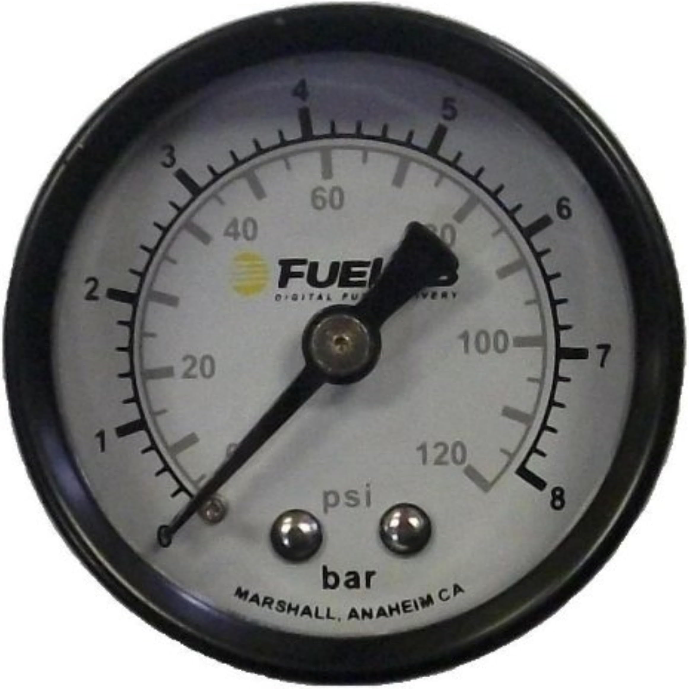 71511 Black/White 1.5" 0-120 PSI EFI Dual Bar/PSI Scale Fuel Pressure Gauge