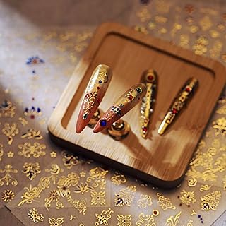 Dedyel Chinese Nail Art Stickers, 5D Embossed Luxurious Patterns Self-Adhesive Nail Decals for Women Girls Kids DIY Nail Design