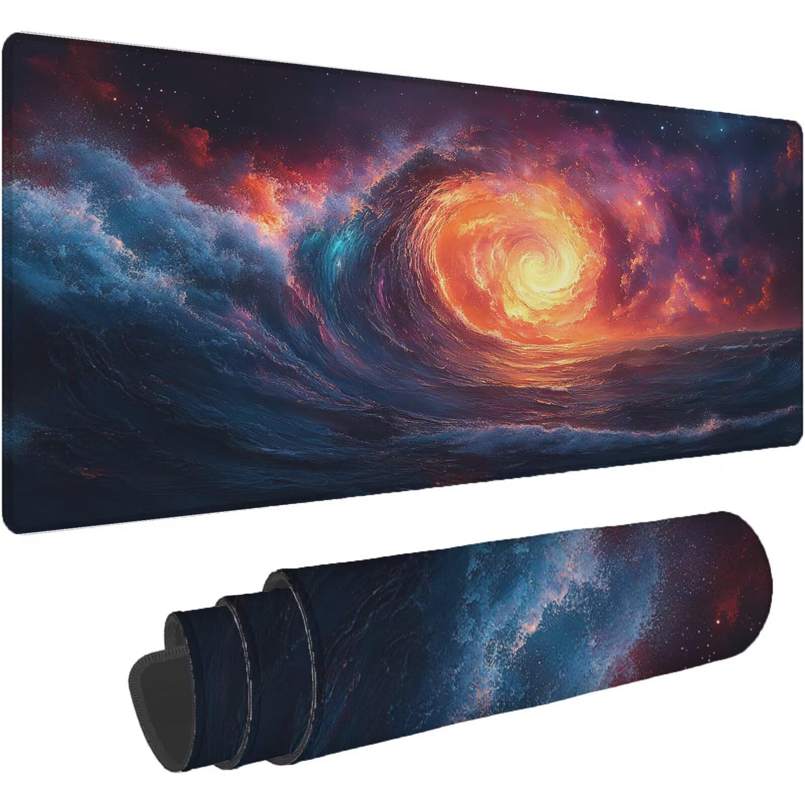Podkładka pod mysz w kolorze pomarańczowym XXL 1400 x 700 mm mata biurkowa granatowa podkładka pod mysz jednoczęściowa antypoślizgowa gumowa podstawa krawędzie mata komputerowa biurko zszywa mysz do