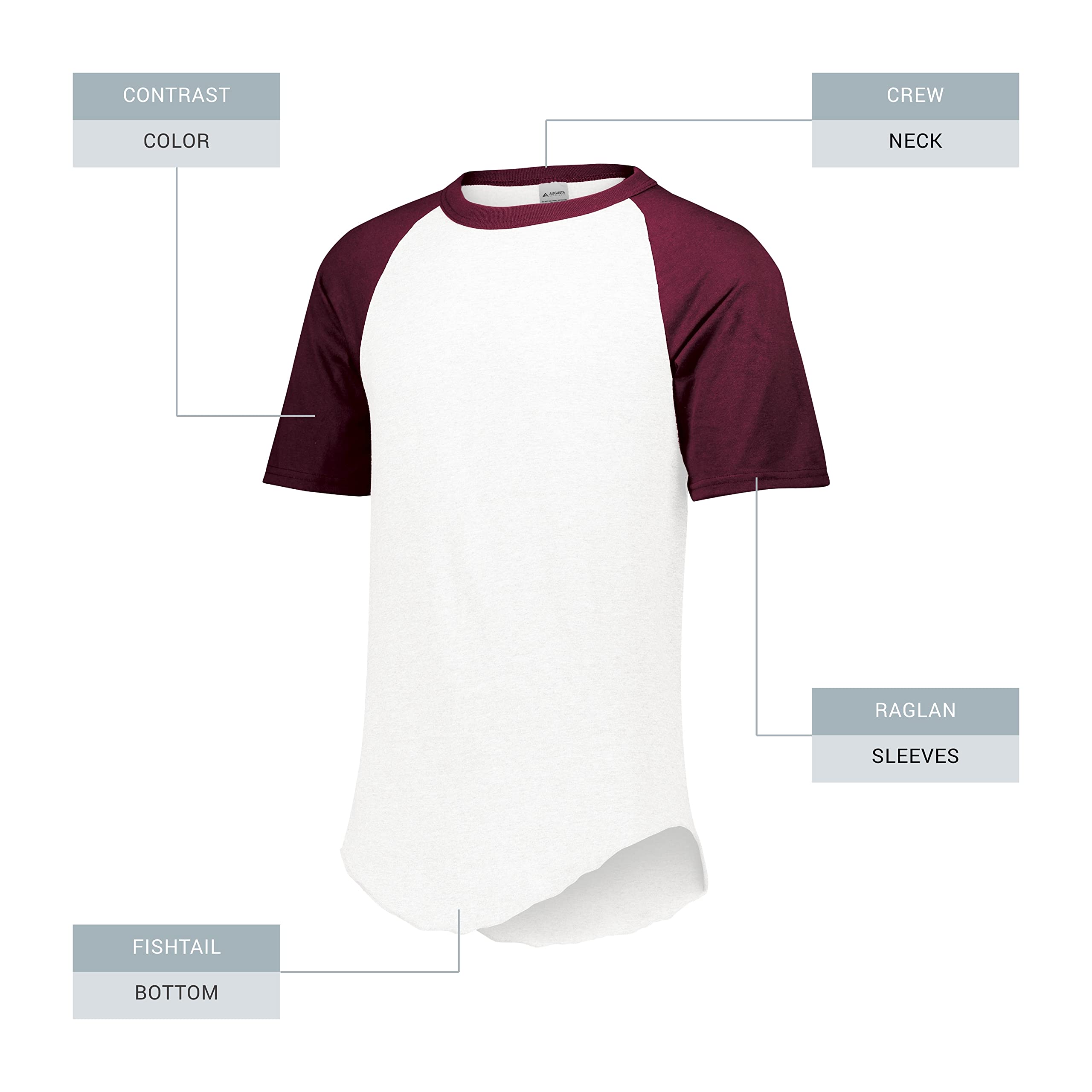 Augusta Sportswear Men's Small Short Sleeve Baseball Jersey, White/Maroon