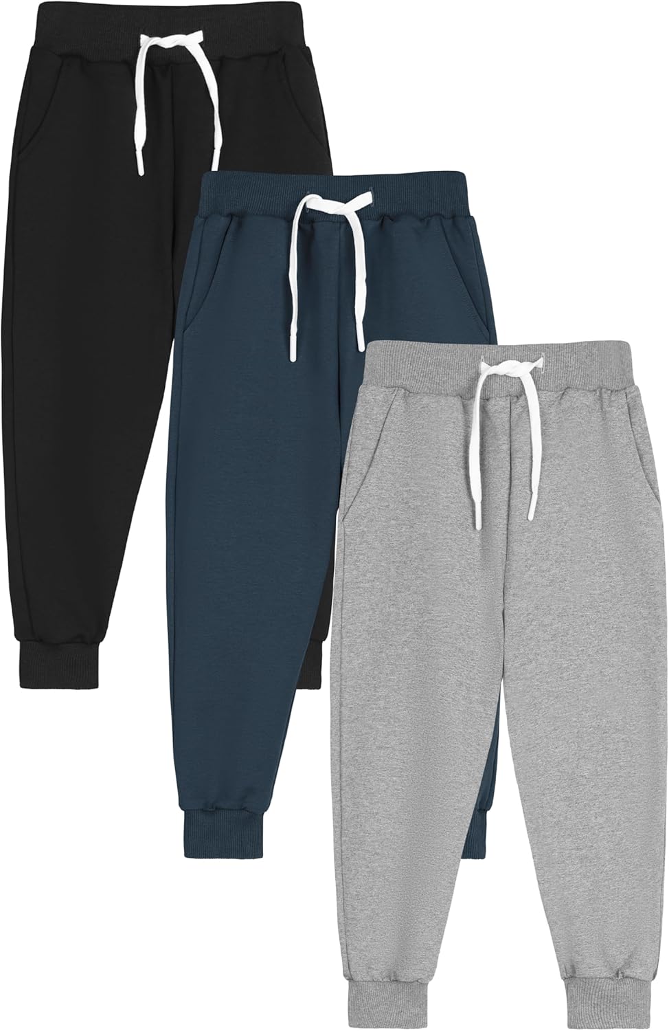 Resinta 3 Pack Toddler Boy Sweatpants Active Jogger Pants Casual Pull-On Pants Sweat Pants with Pocket Drawstring Resinta 3 Pack Toddler Boy Sweatpants Active Jogger Pants Casual Pull-On Pants Sweat Pants with Pocket Drawstring
