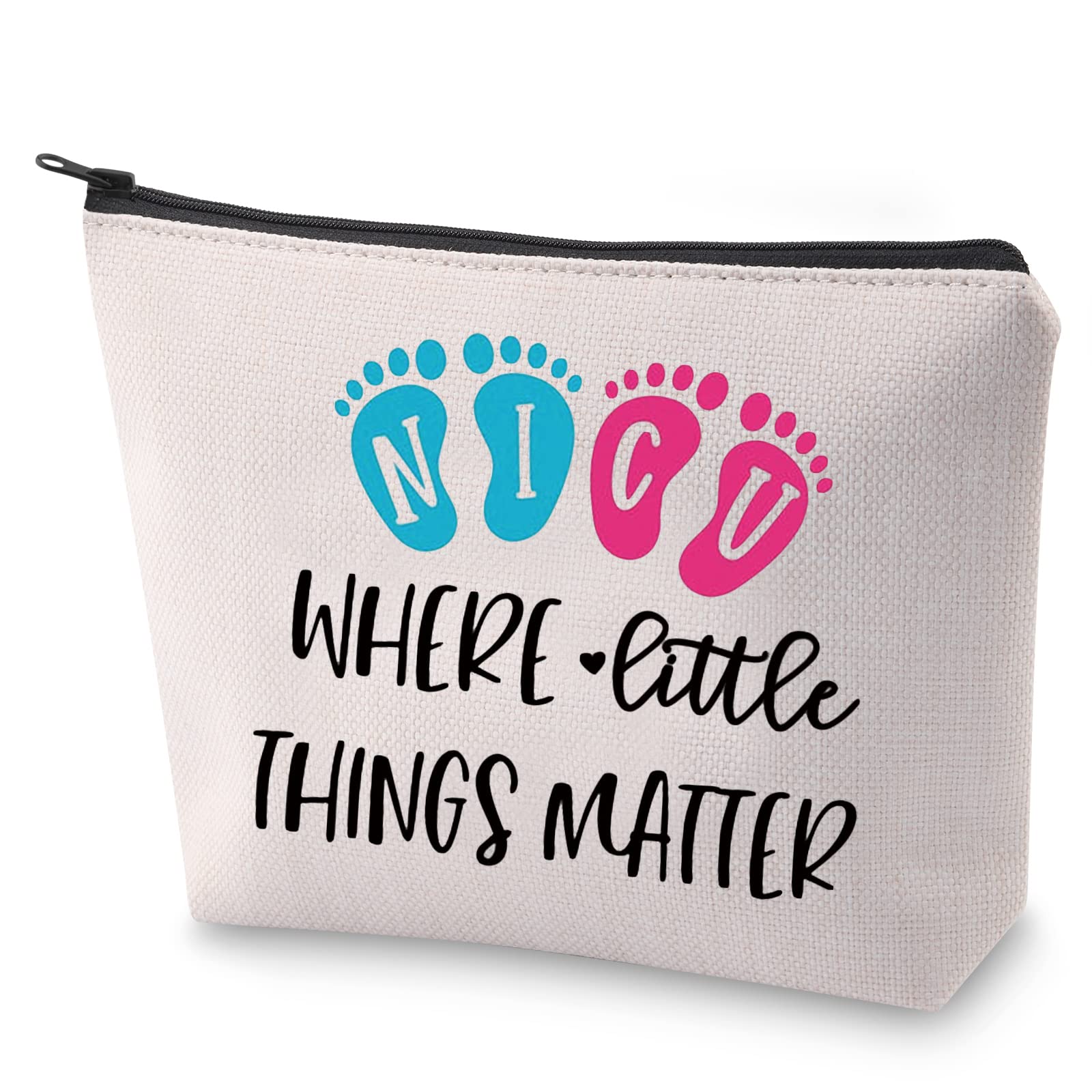 NICU Nurse Gift Newborn Baby Nurse Cosmetic Bag NICU Where Little Things Matter Makeup Organizer Pouch for Neonatal Nurse (NICU Nurse)