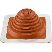 Water-Tite 81464 #3 Metal Roof Flashing, 8-by-8-Inch Square Base with Silicone Collar, For 0" to 5-3/4" Vent Pipes, Terra Cotta