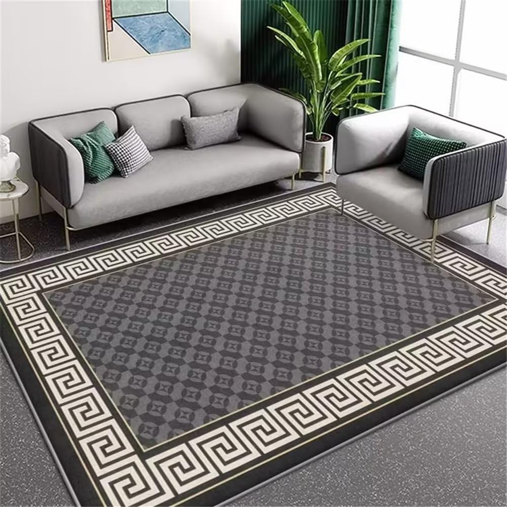 Tapis de chambre gris 40x60cm au motif treillis simple pour salon et ado