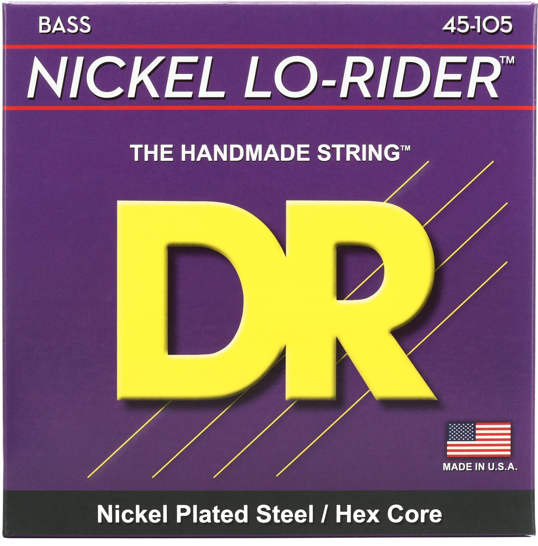 DR Strings NMH-45 NICKEL LO-RIDER™ - Nickel Plated Bass Strings: Medium 45-105, Silver
