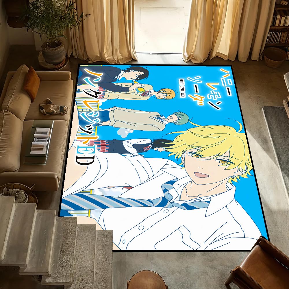 Tapis manga salon chambre fait main antidérapant decoration 90x150