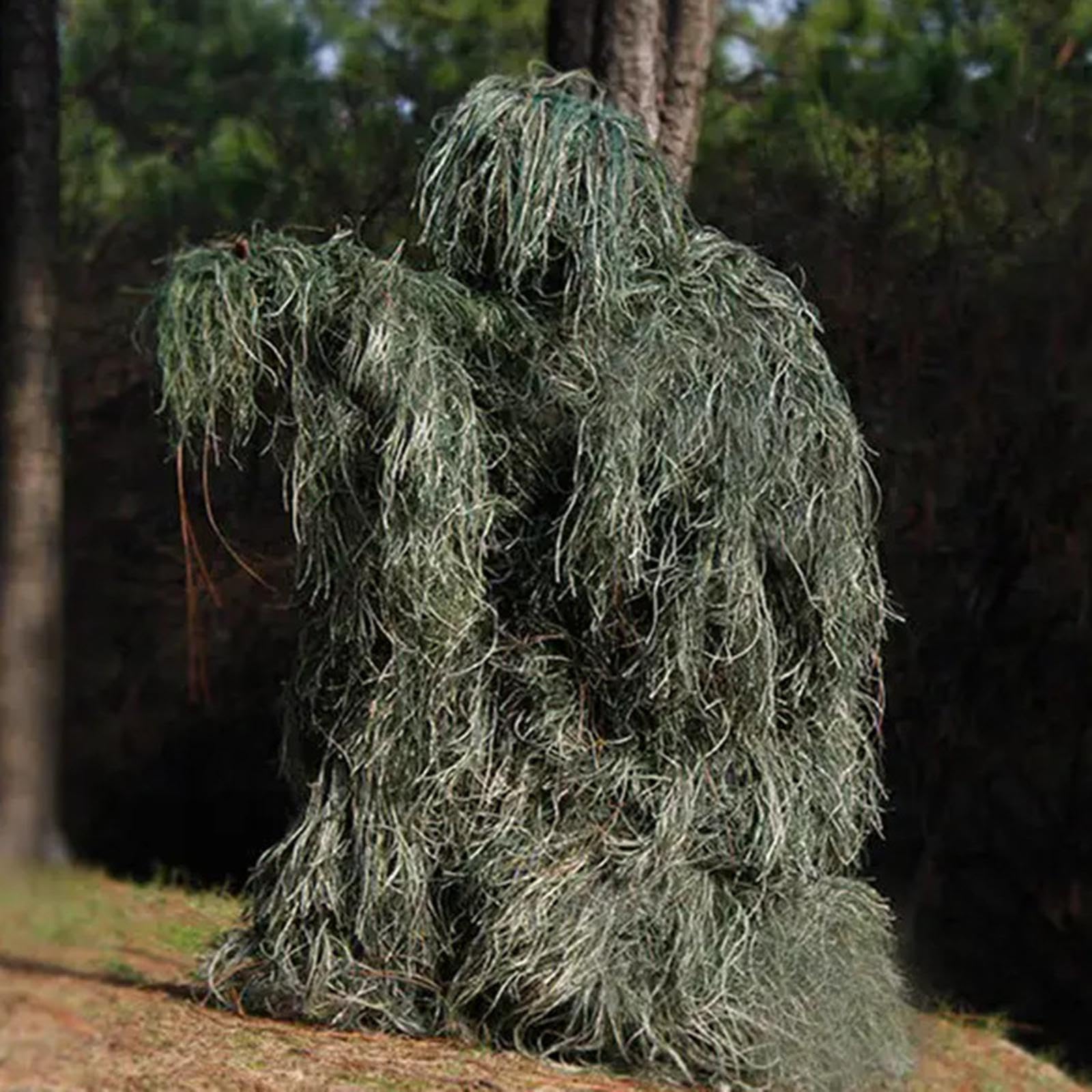 Traje Ghillie para Hombre, Pantalón, Sombrero, Disfraz de Bosque con Bolsa de Almacenamiento, Conjunto Uniforme para Observación de Aves, Jardinería,