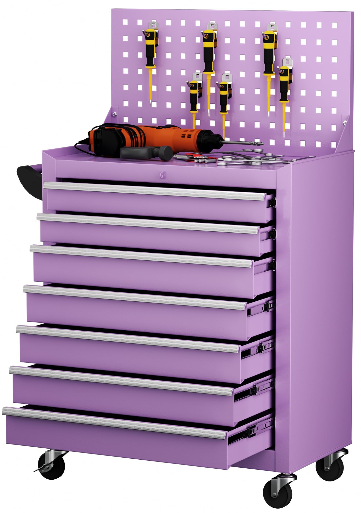 Amazon.com: INTERGREAT 7 Drawers Rolling Tool Box with Pegboard
