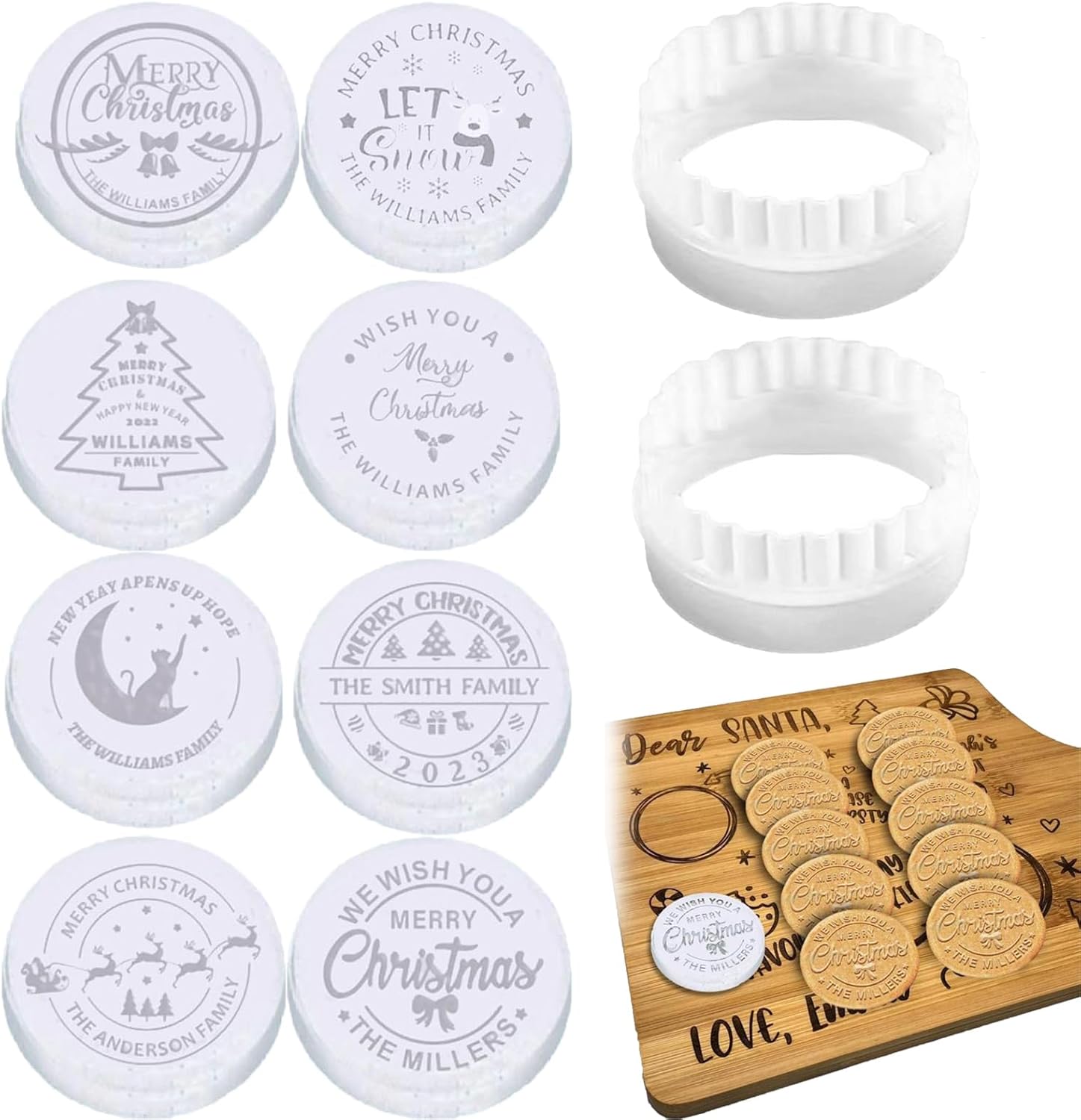 FOTTEPP Personalized Christmas Cookie Stamps, Personalized