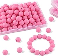 Vista 13 de Sunrony 70 cuentas de silicona para hacer collares, cuentas redondas de silicona a granel de 0.591 in para bolígrafos (negro)