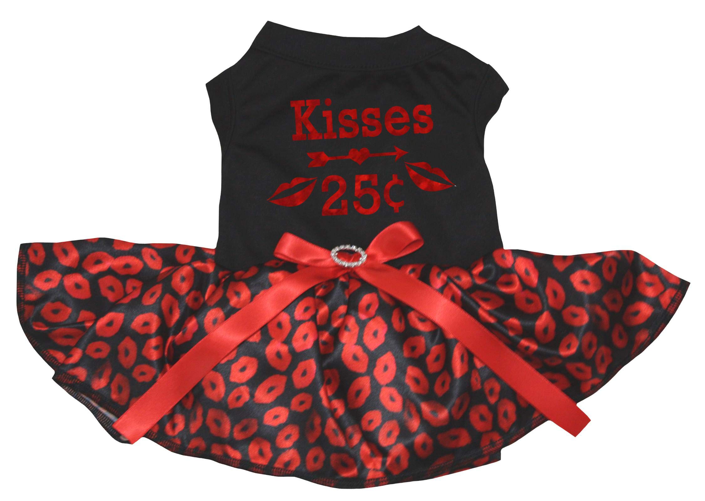 Vêtement pour chiot kisses 25 cents en coton doux rouge avec motif lèvres