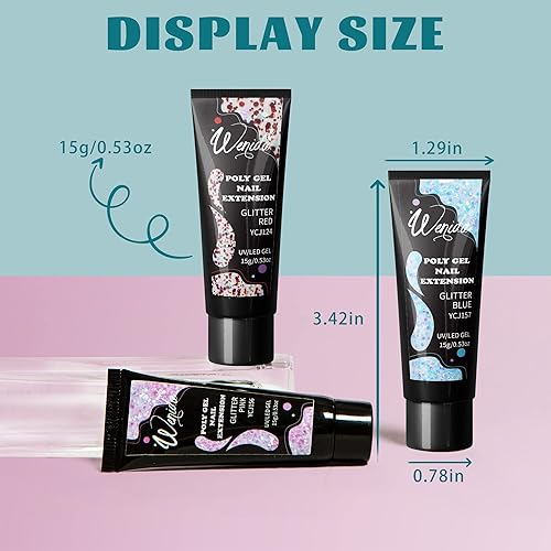 Miniatura 4 de Wenida - Kit de gel para extensión de uñas, 6 colores, gel para mejorar las uñas, para el hogar, manicura y arte