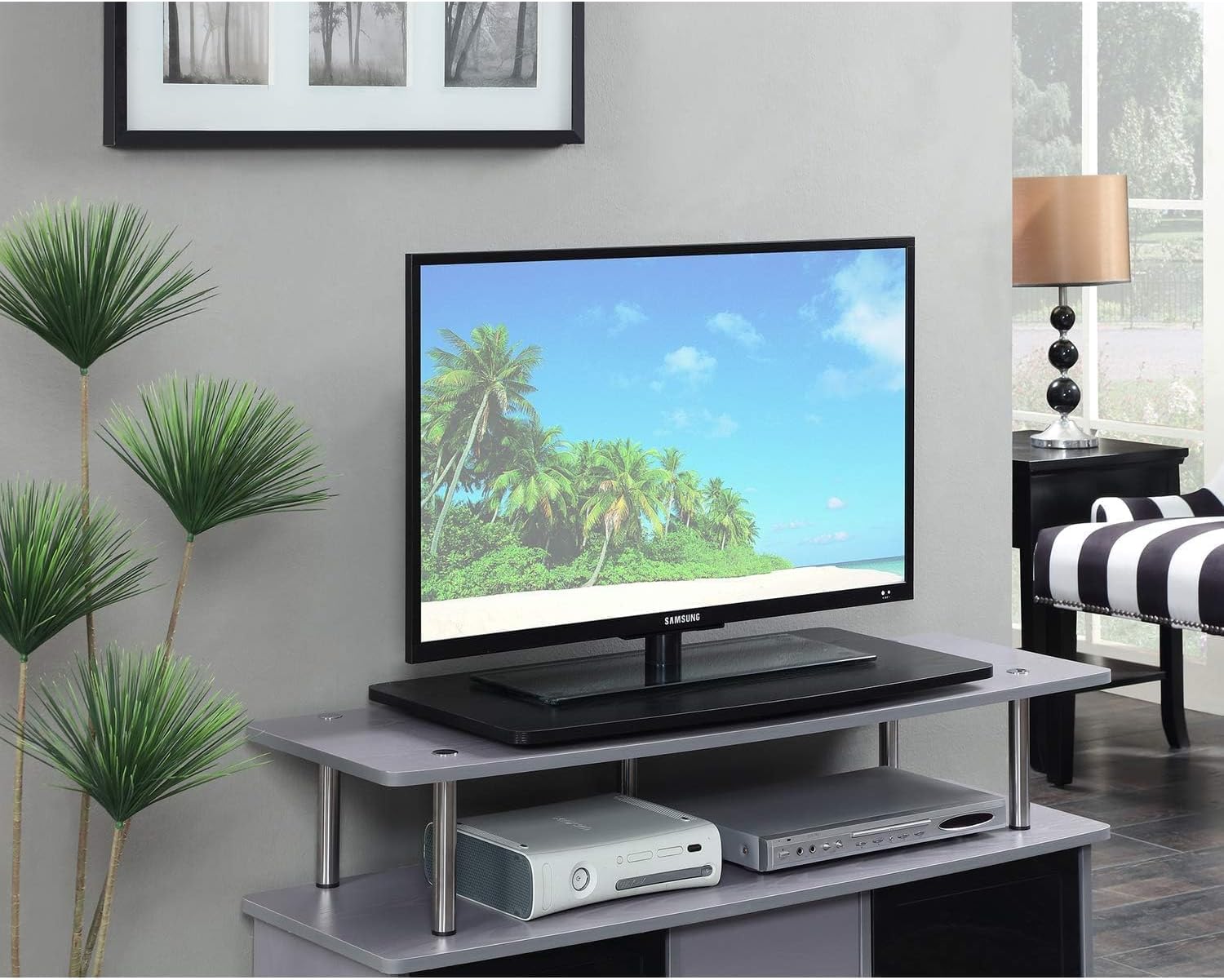 Convenience Concepts Designs2Go XL Single Tier Swivel in Black Wood Finish