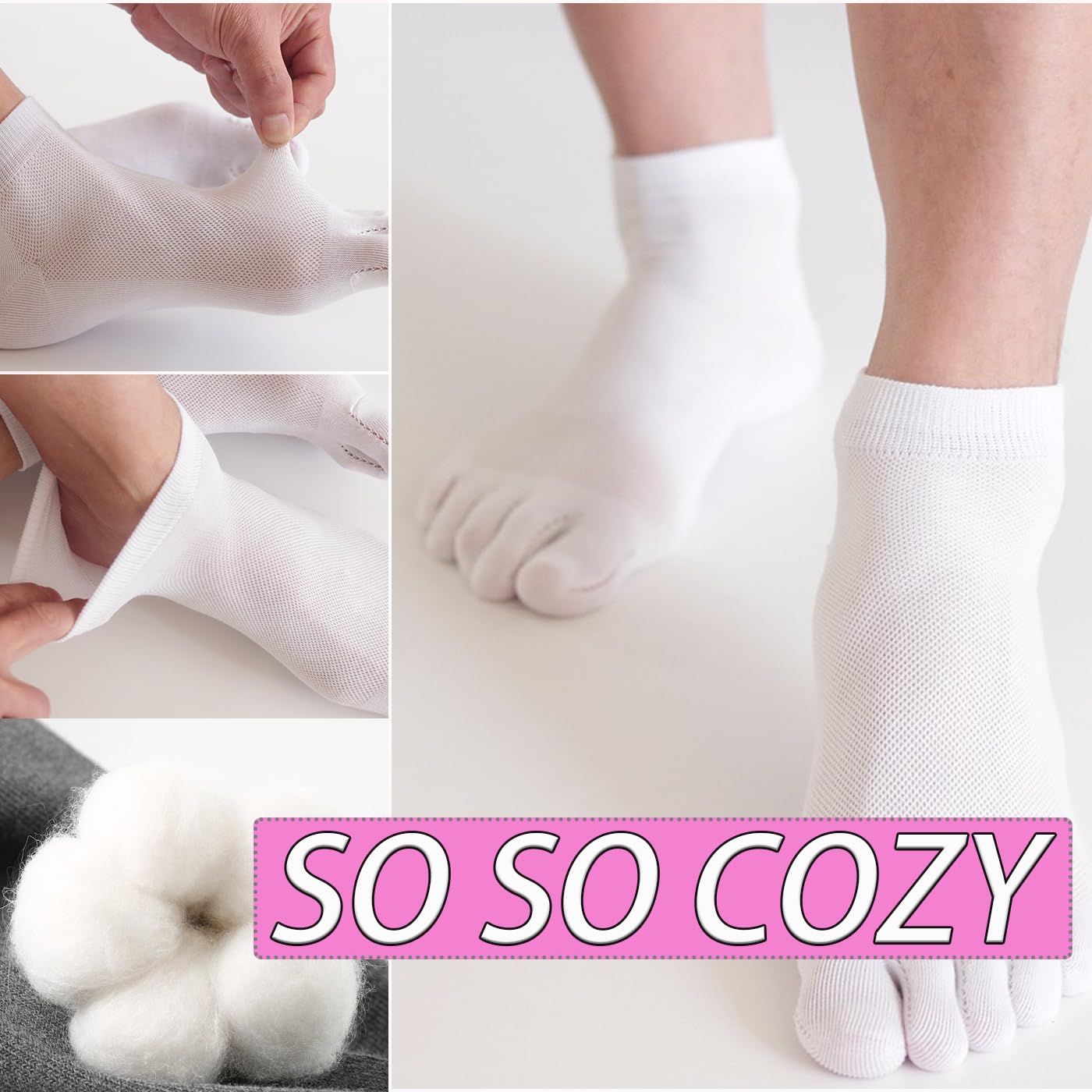 CHUNFO Mens Toe Socks Ankle Five Finger Mesh Cotton Arch Support Running Crew Hiking Size 7-11 Sock