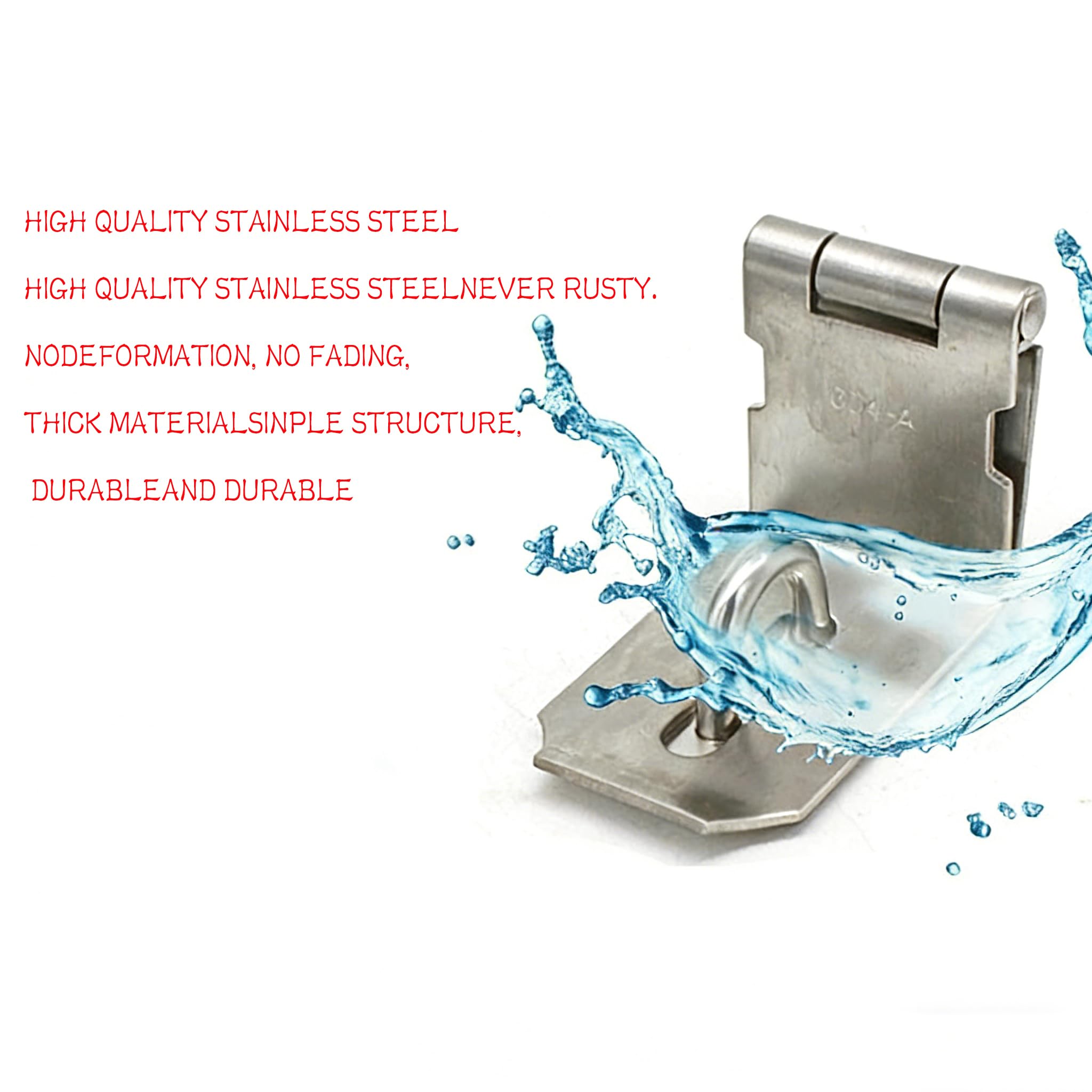 Heavy Padlock Hasp Duty, Scrocco Hasp per porta a 90 gradi, Chiusura a scatto con angolo di sicurezza in acciaio inox per Push/Sliding/Barn Door, Nichel satinato a più spessore