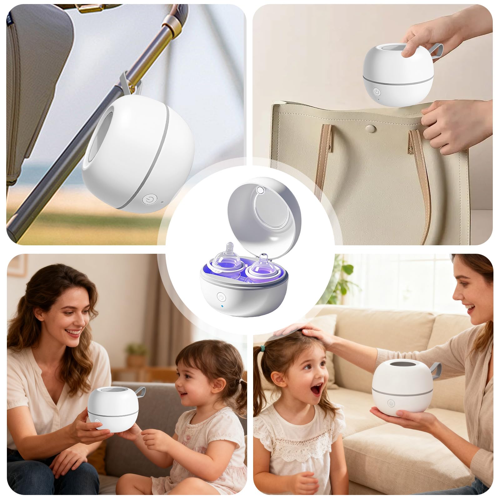 Sterilizzatore per ciuccio: sterilizzatore per ciuccio UV, ciuccio sterilizzatore, 99,99% germicidio in 3 min, ricaricabile USB-C, per tettarelle, piccole parti, lavoro tranquillo, sicuro da