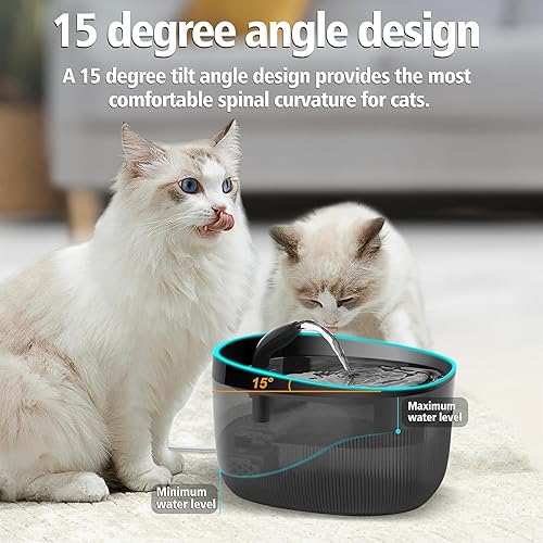Miniatura 4 de Fuente de agua para gatos de 74 oz2.2 L, dispensador automático de agua para mascotas para interiores con bomba ultra silenciosa, 2 modos de flujo,