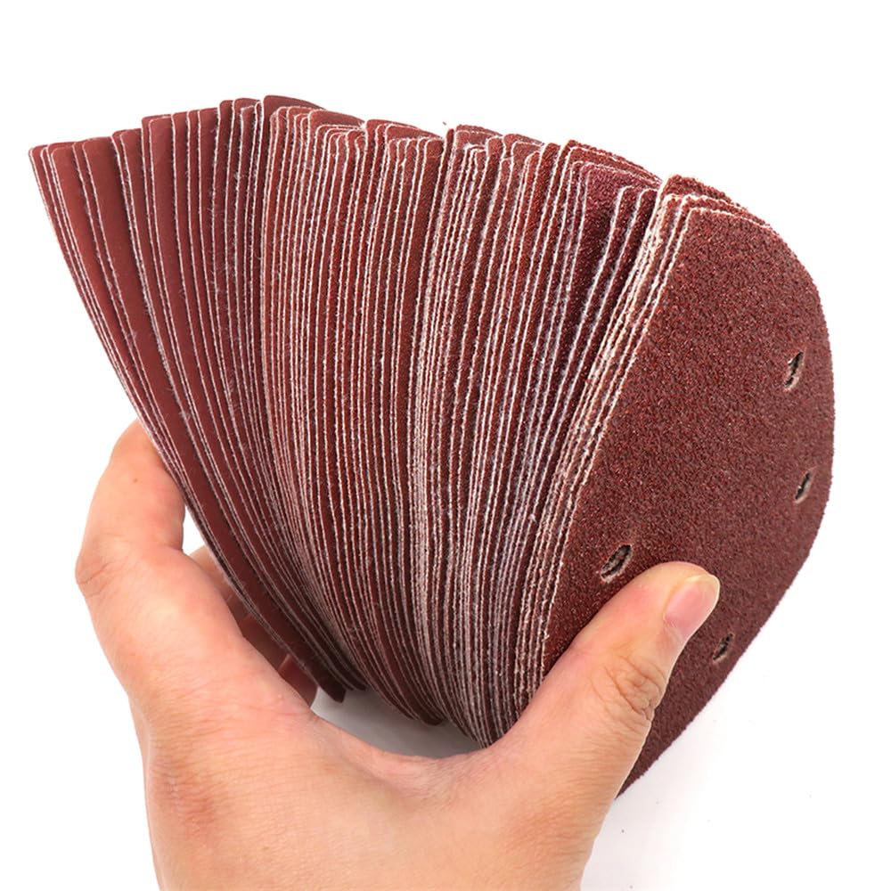 98X140mm Carta vetrata rossa con gancio e anello, triangolare 5 fori, 26 pezzi, grana 40-1000, utensili abrasivi assortiti per lucidatura e levigatura, grana 1000, 26 pezzi di carta vetrata