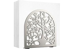 Napkin Holder, Brushed Nickel Tree & Bird Design Napkin Holder for Kitchen and Table