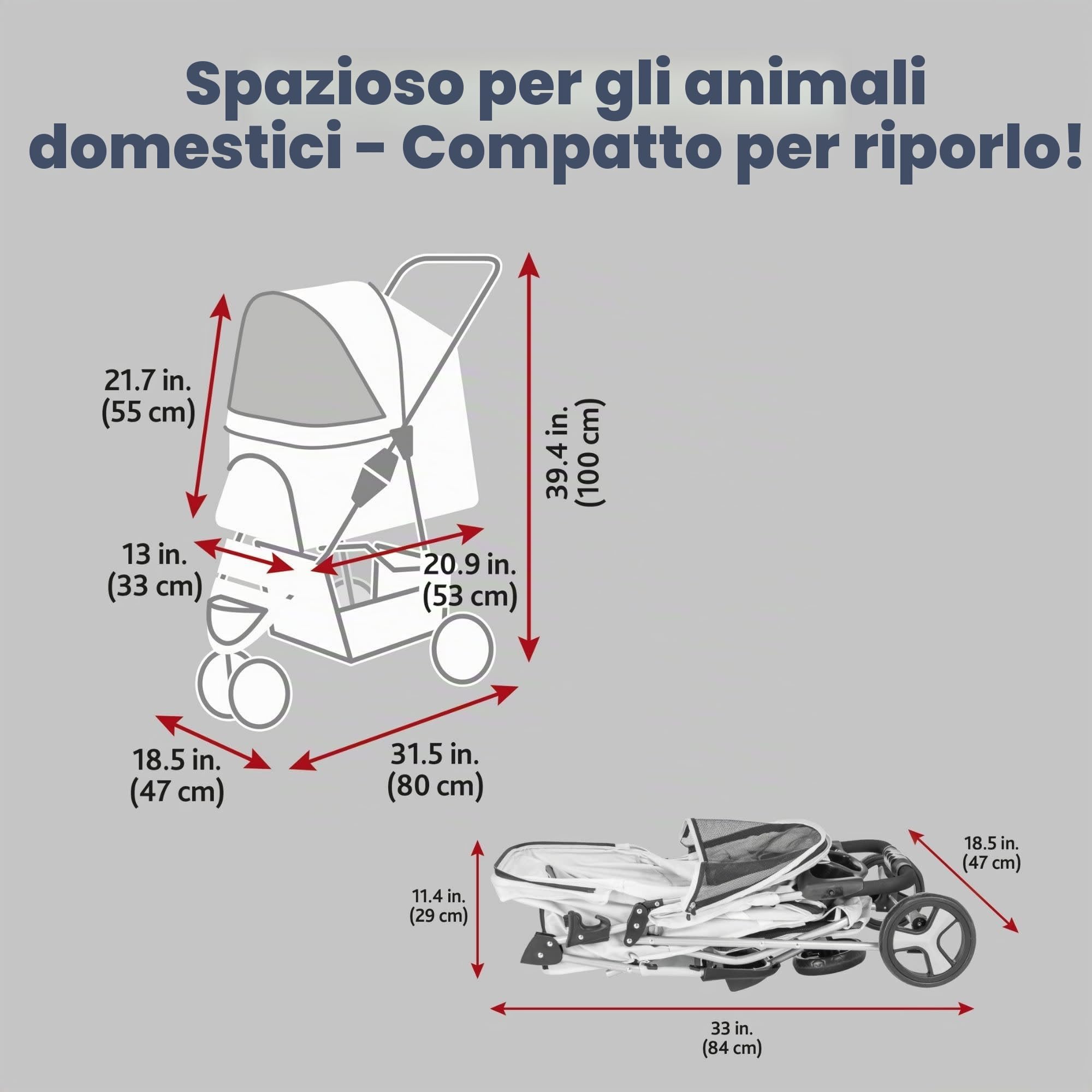TRIXIE 28958 - Passeggino, Dimensioni: 47 × 100 × 80 cm, Nero