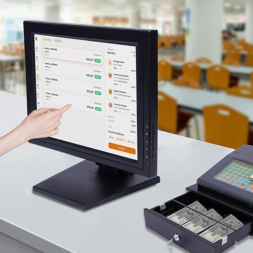 Miniatura 5 de Pantalla táctil de caja registradora de 15 pulgadas, LCD LCD al tacto para sistema de caja registradora, pantalla de accesorios, estación POS VGA y
