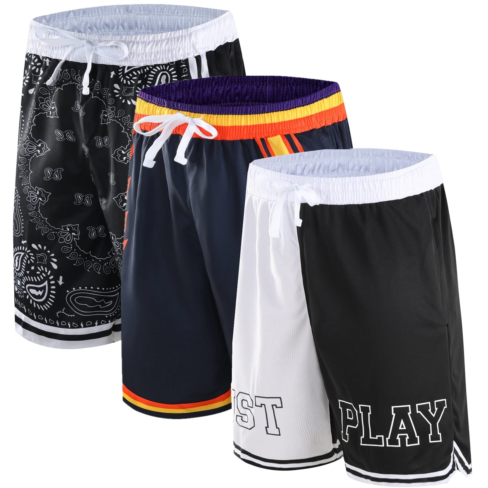 AOPAOSP 2/3 Pack Basketball Shorts with Zipper Pockets for Men,Active Athletic Shorts Small